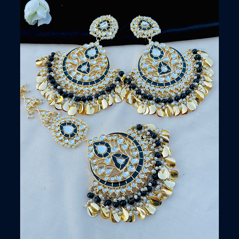 Vaamika Kundan & Meenakari Dangler Earrings With Maang Tikka