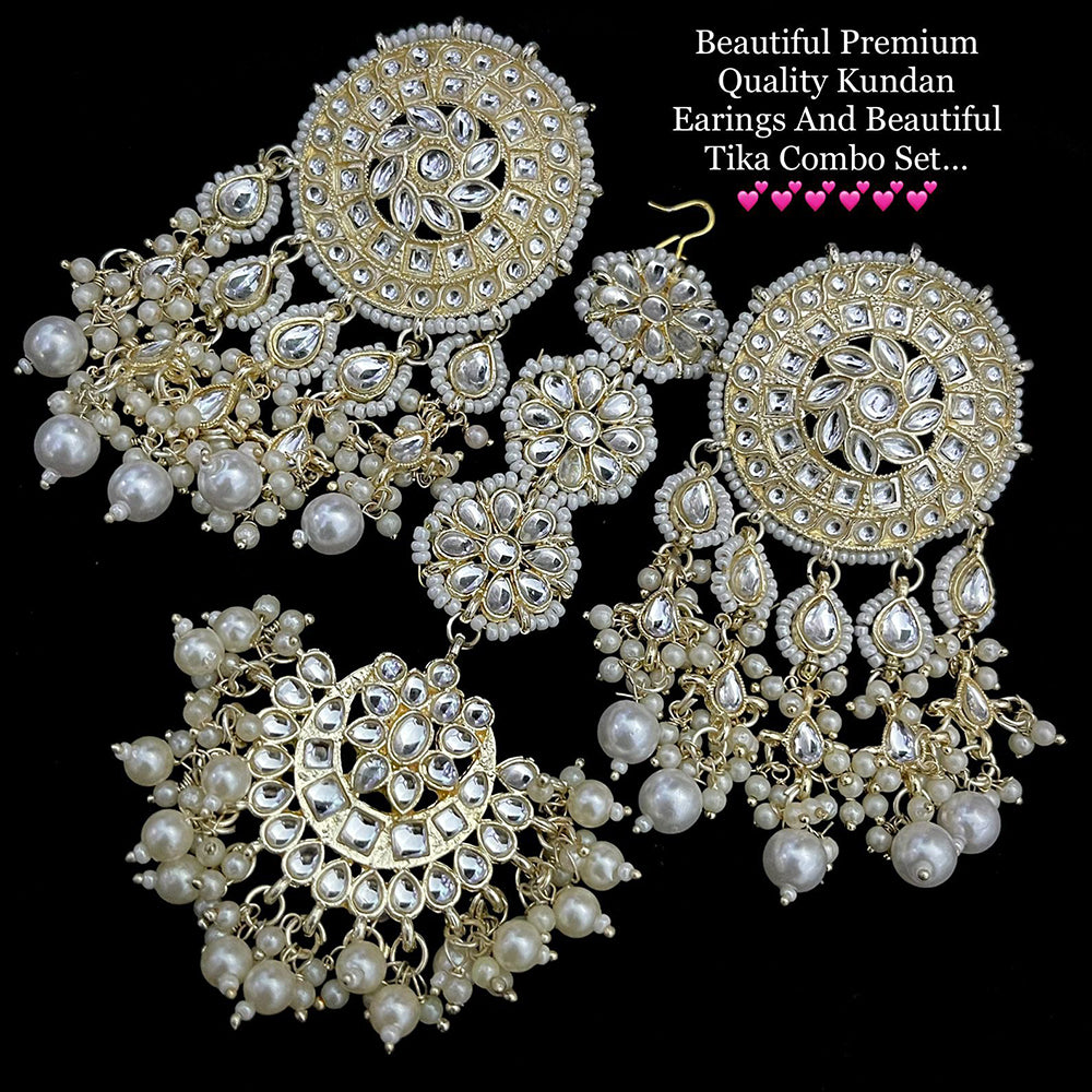 Vaamika Kundan Stone Dangler Earrings With Maang Tikka