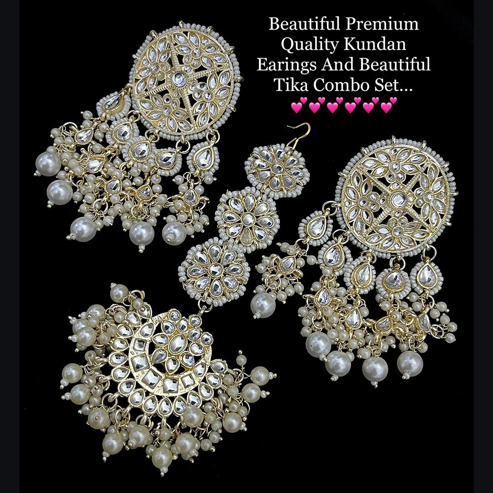 Vaamika Kundan Stone Dangler Earrings With Maang Tikka
