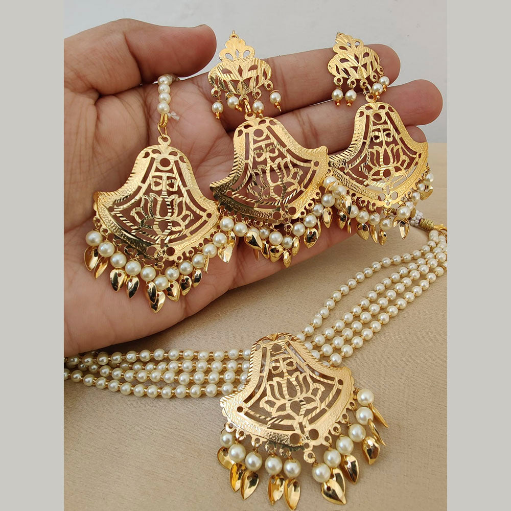 Vaamika Gold Plated Peral Choker Necklace Set - 10601394