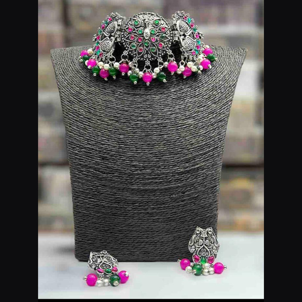 Blythediva Pack Of 3 Oxidized Plated Choker Necklace Set