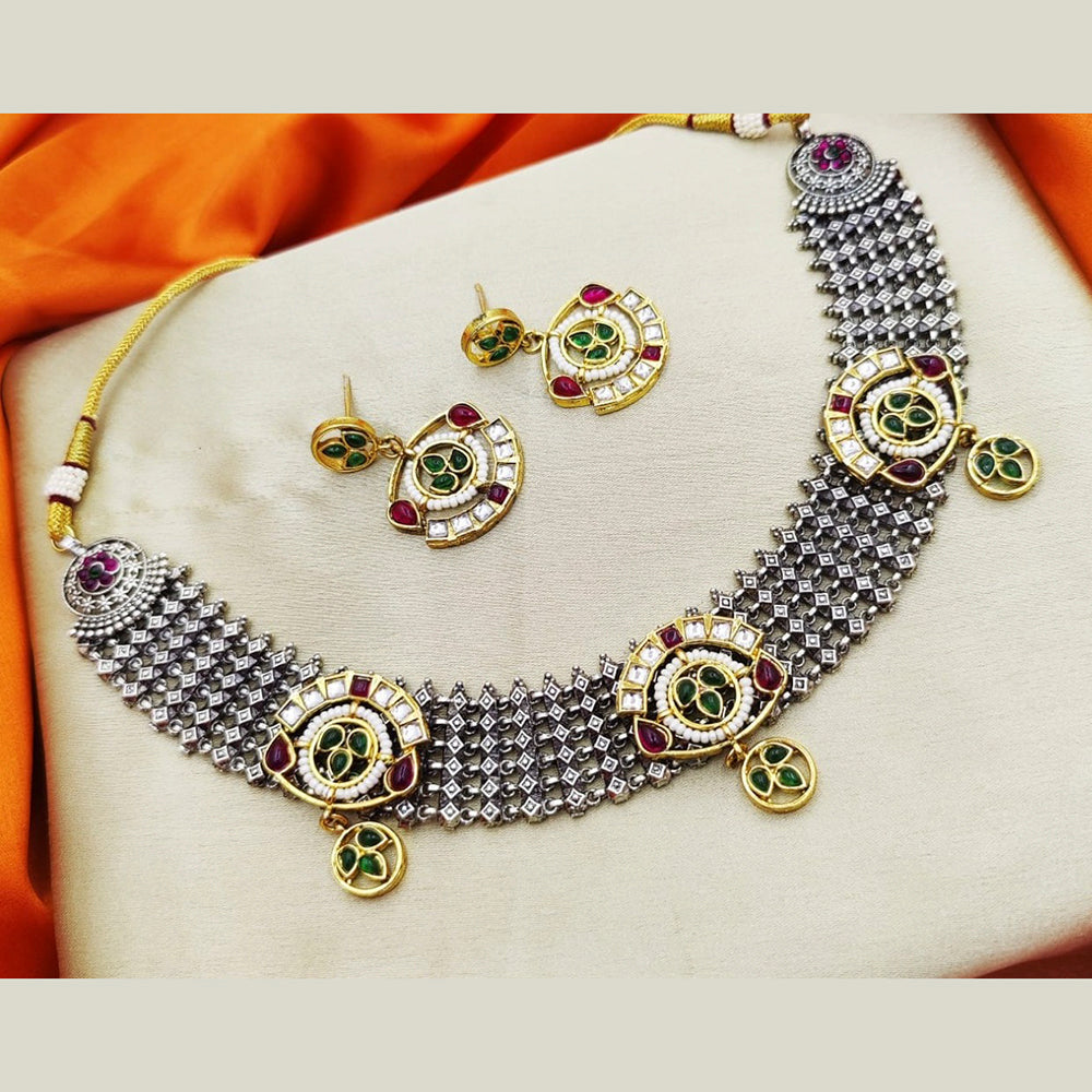 H K Fashion Kundan Stone German Silver Necklace Set