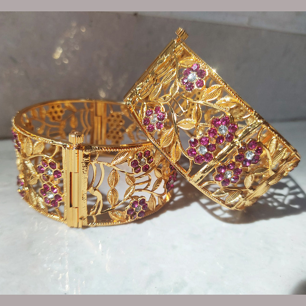 H K Fashion Gold Plated Austrian Stone Openable Bangles Set