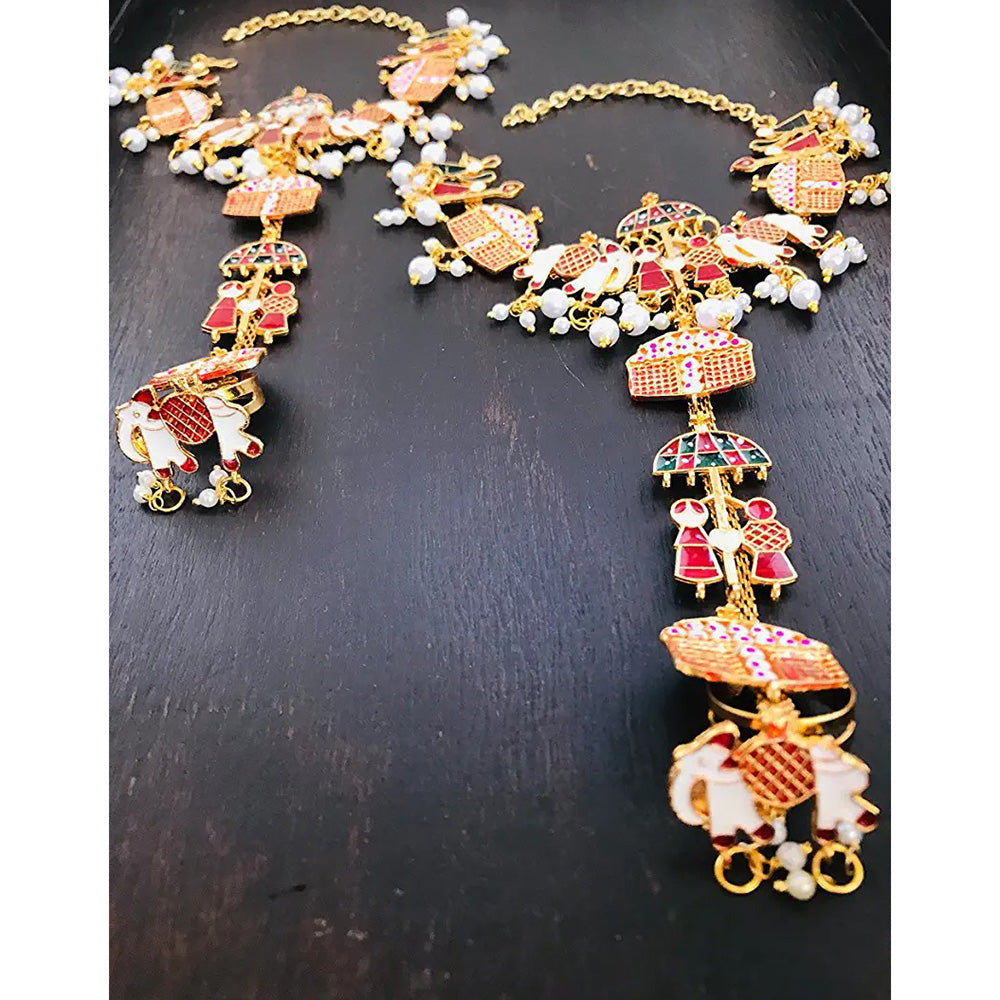 H K Fashion Gold Plated Meenakari Hand Harness