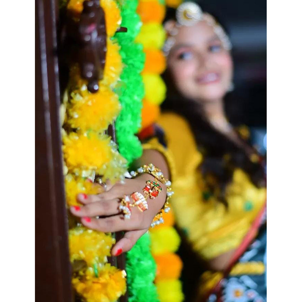 H K Fashion Gold Plated Meenakari Hand Harness