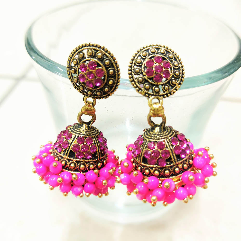 H K Fashion Gold Plated Austrian Stone Jhumki Earrings