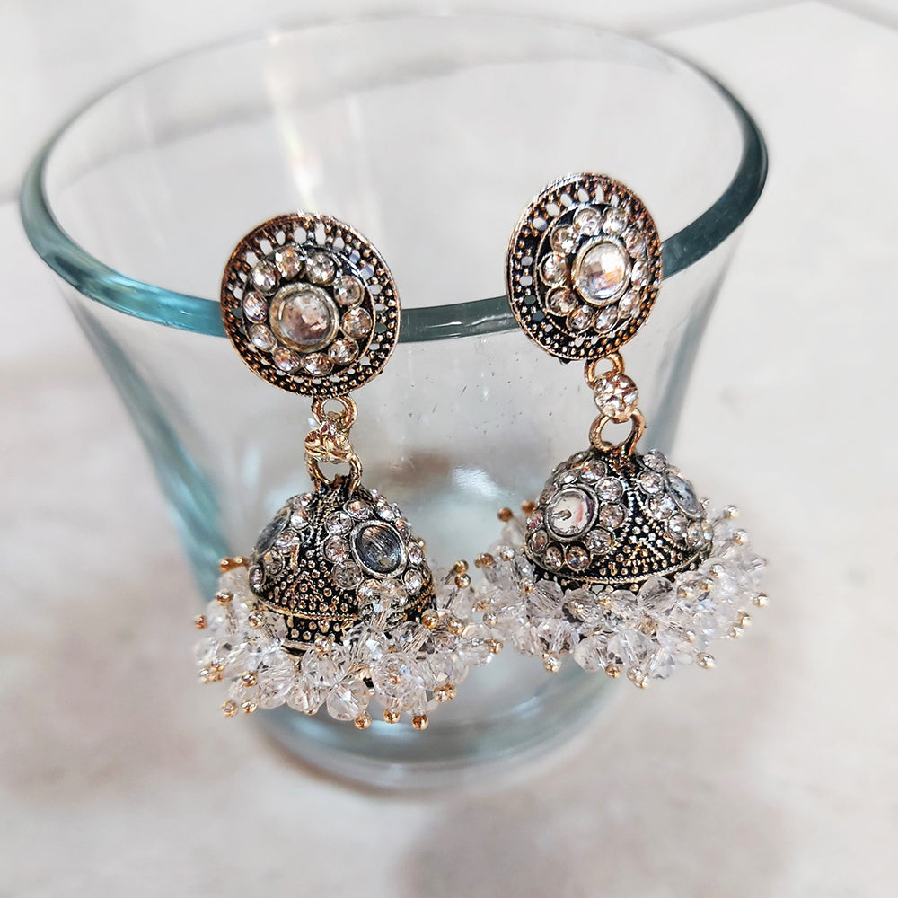 H K Fashion Crystal Stone Jhumki Earrings