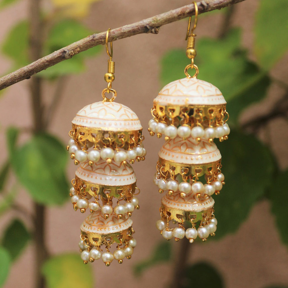 H K Fashion Gold Plated Meenakari Dangler Earings