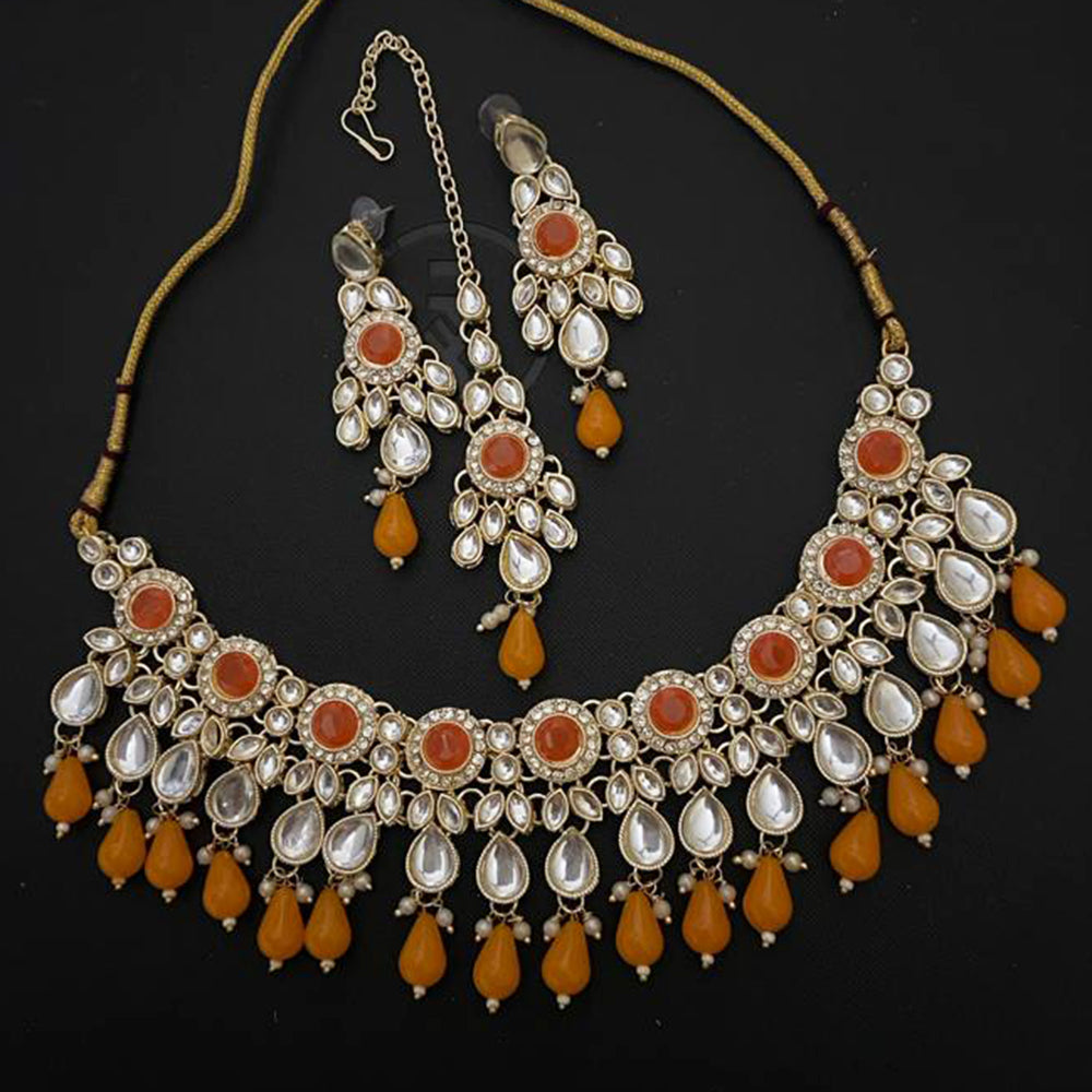 India Art Gold Plated Kundan Necklace Set