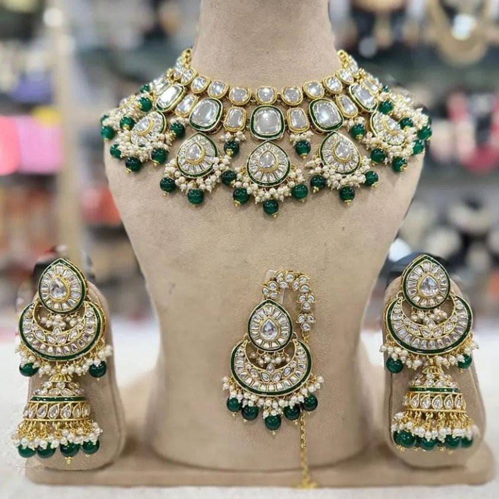 India Art Gold Plated Kundan Choker Necklace Set – JewelEMarket