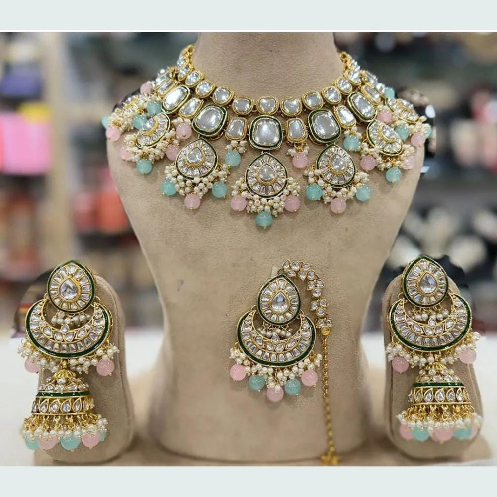India Art Gold Plated Kundan Choker Necklace Set