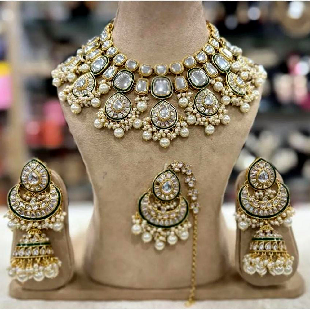 India Art Gold Plated Kundan Choker Necklace Set