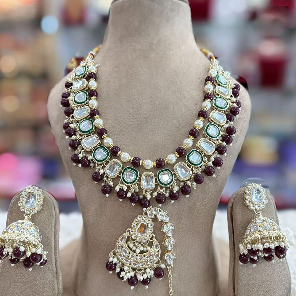 India Art Gold Plated Kundan Necklace Set
