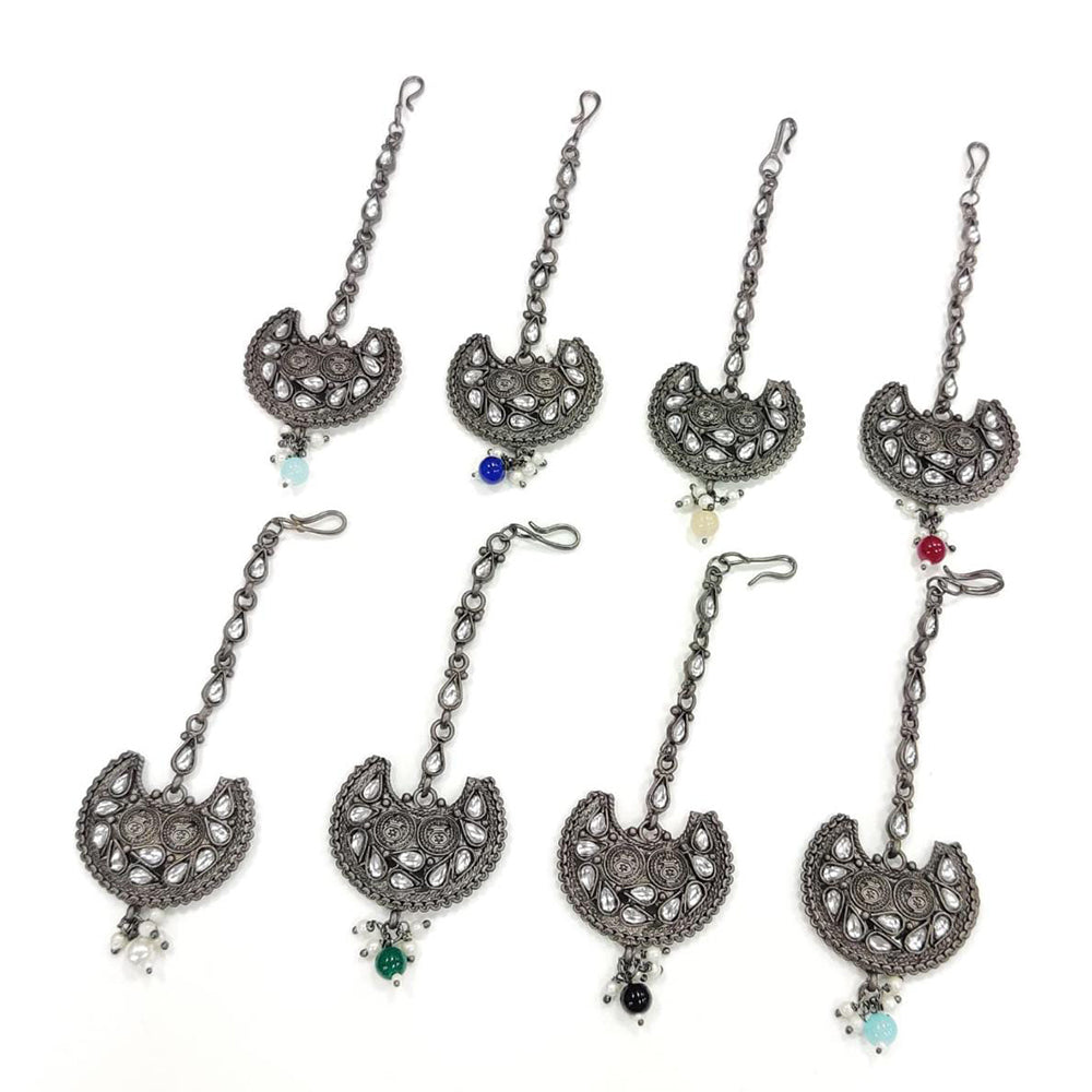 Pooja Bangles Oxidised Plated Pack of 8 Maangtikka