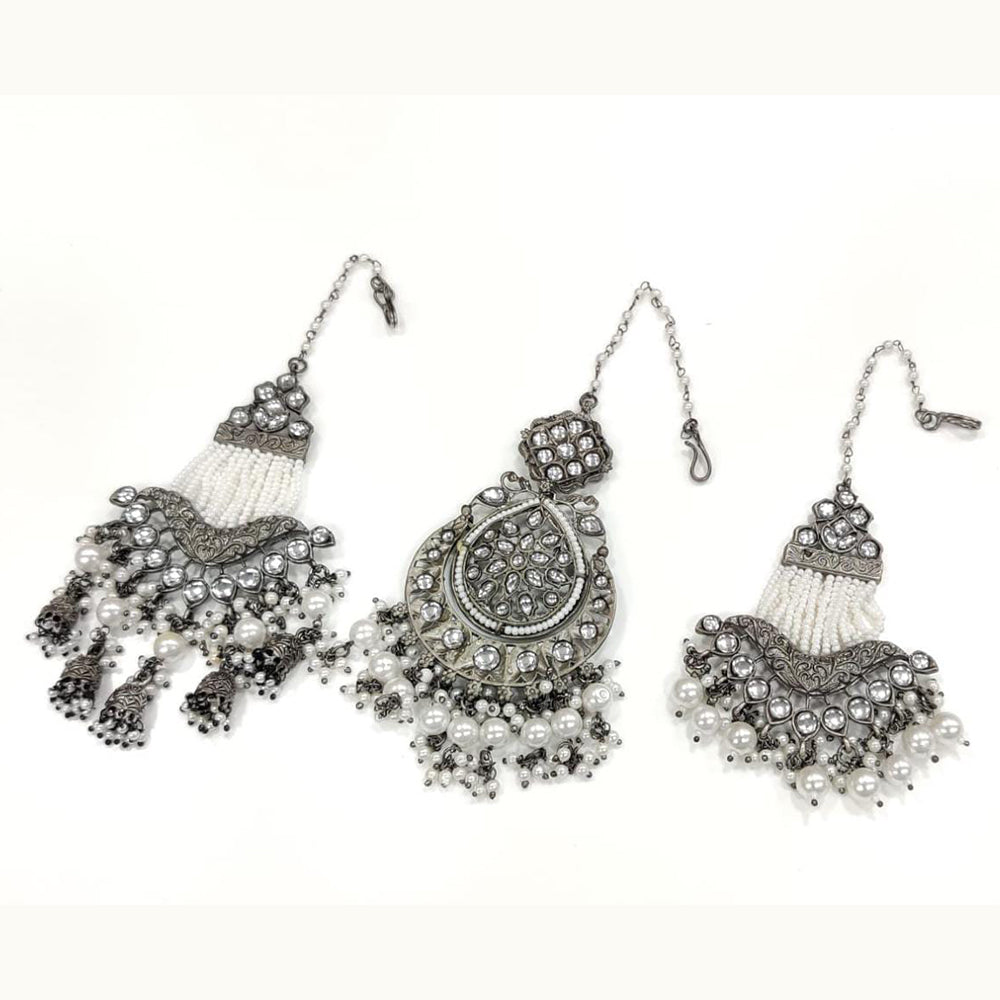 Pooja Bangles Oxidised Plated Pack of 3 Maangtikka