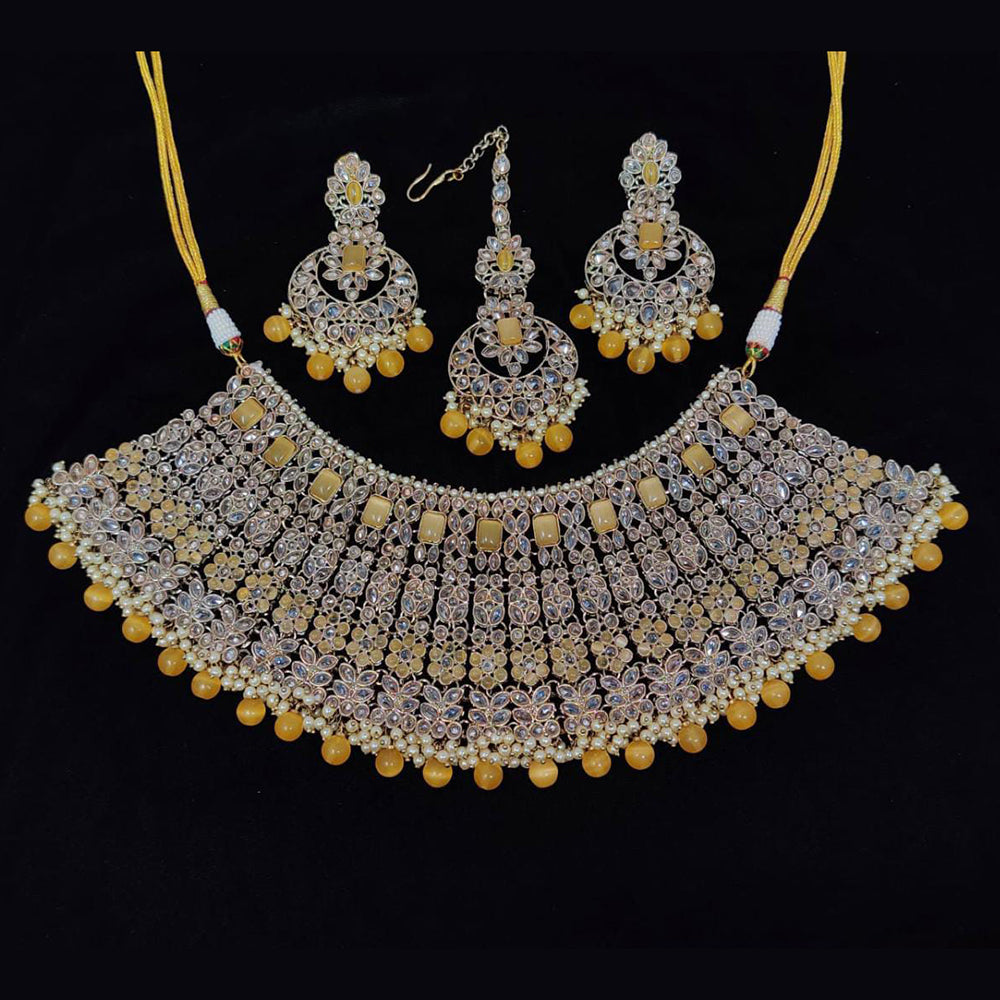 Pooja Bangles Gold Plated Kundan Stone And Beads Necklace Set