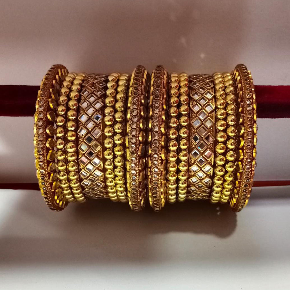 Pooja Bangles Kundan Stone Gold Plated Bangles Set