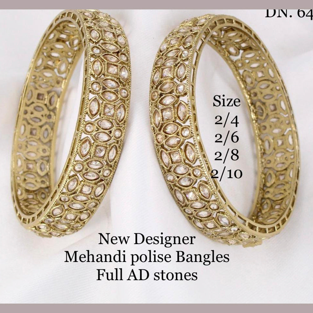 Pooja Bangles AD Stone Gold Plated Bangles Set