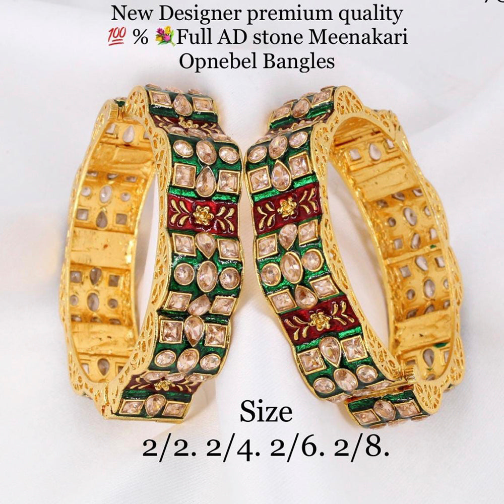 Pooja Bangles AD Stone Gold Plated Bangles Set