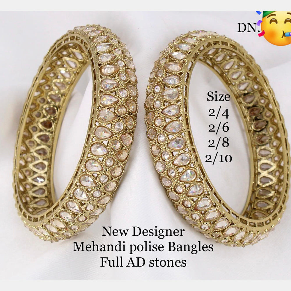Pooja Bangles AD Stone Gold Plated Bangles Set