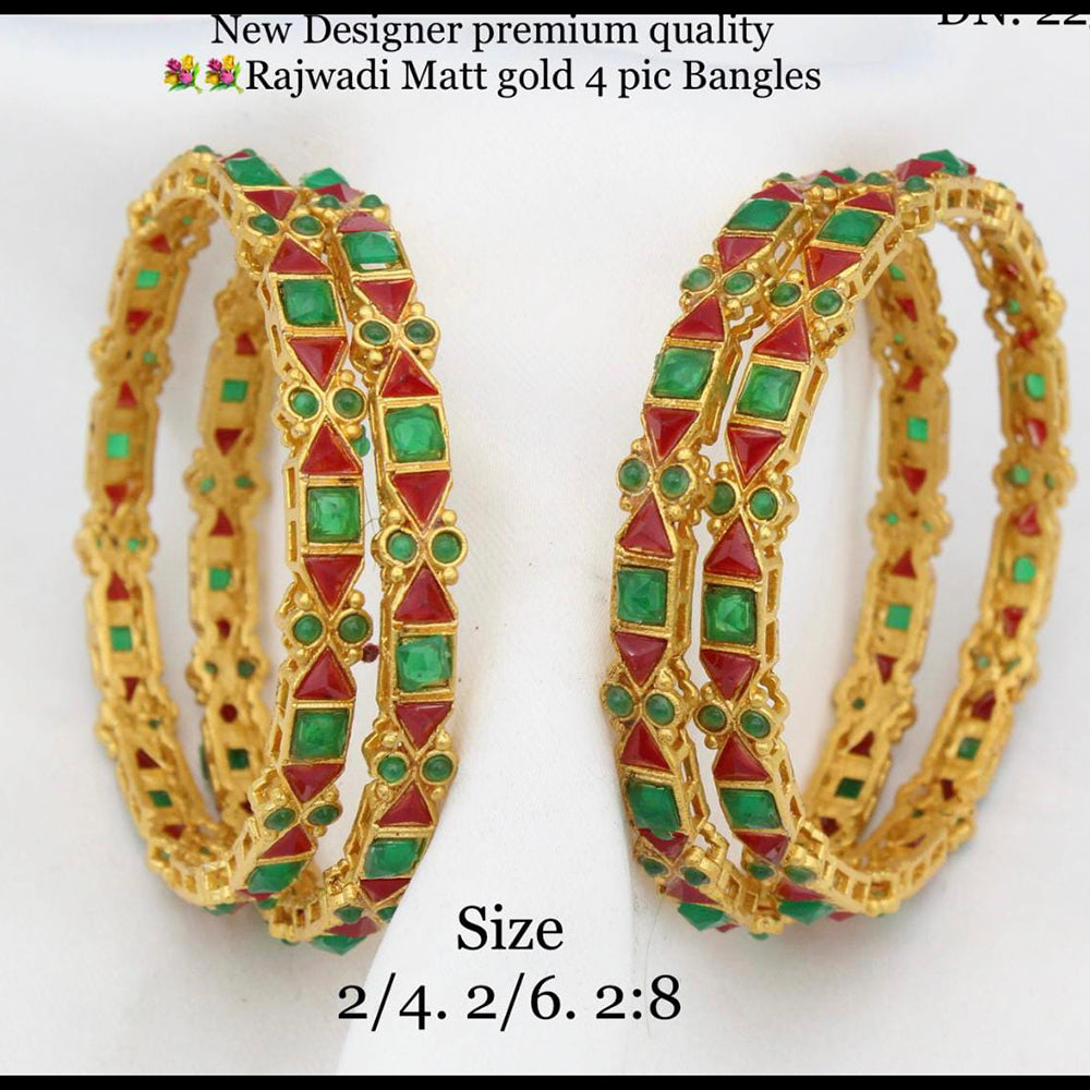 Pooja Bangles Crystal Stone Gold Plated Bangles Set