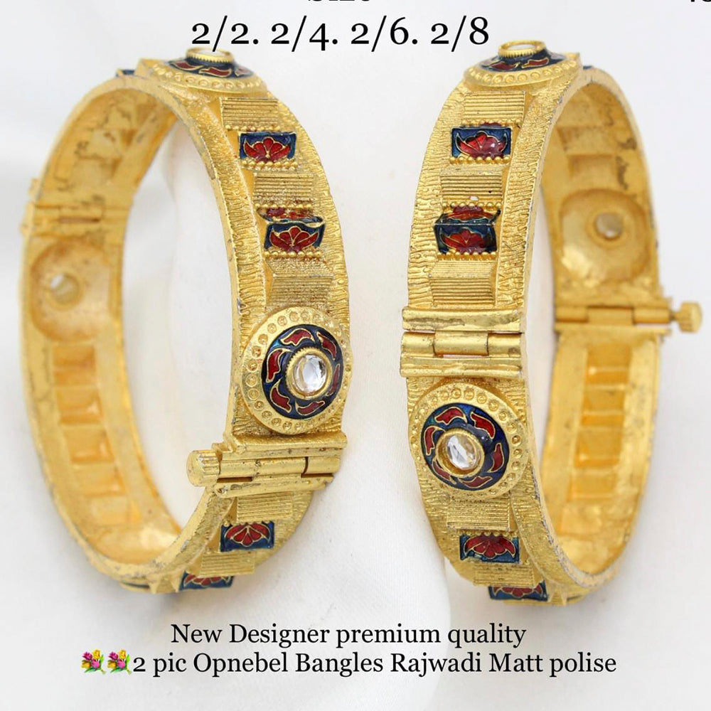 Pooja Bangles Kundan Stone Gold Plated Bangles Set