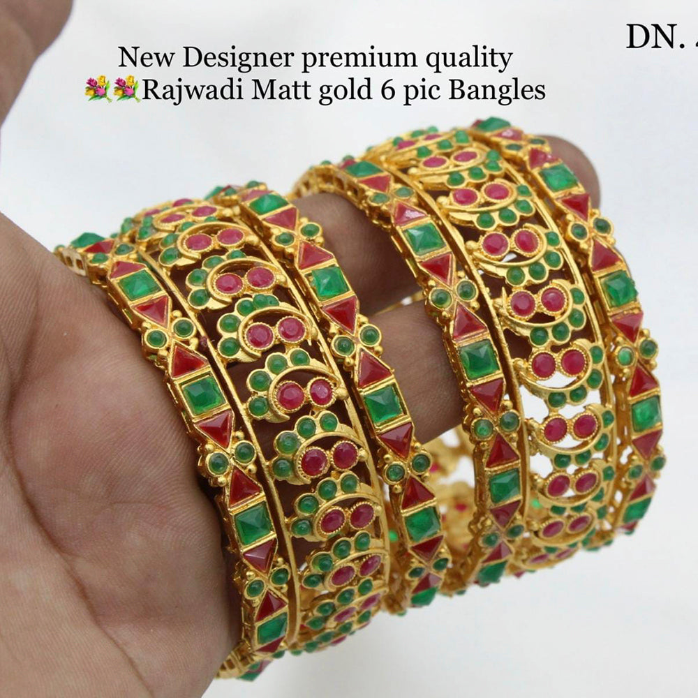 Pooja Bangles Kundan Stone Gold Plated Bangles Set