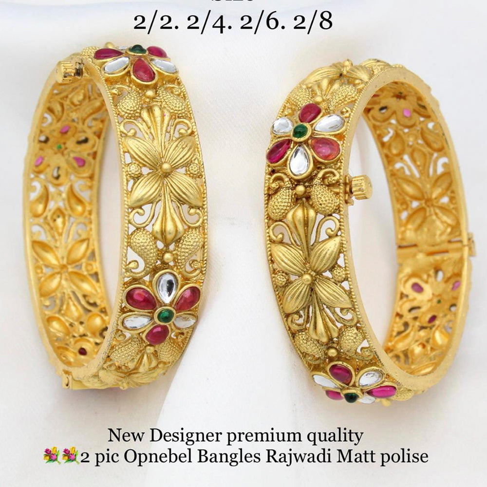 Pooja Bangles Gold Plated Kundan Stone Bangles Set