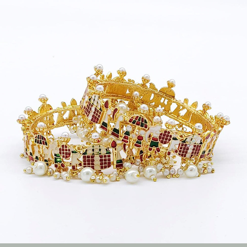 Pooja Bangles Meenakari Gold Plated Bangles Set