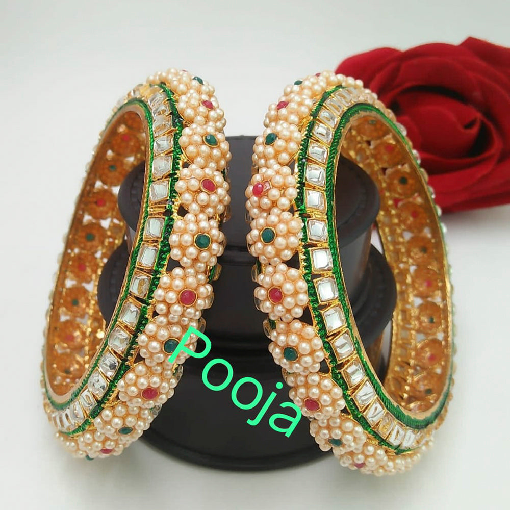 Pooja Bangles Pearl & Kundan Bangles Set