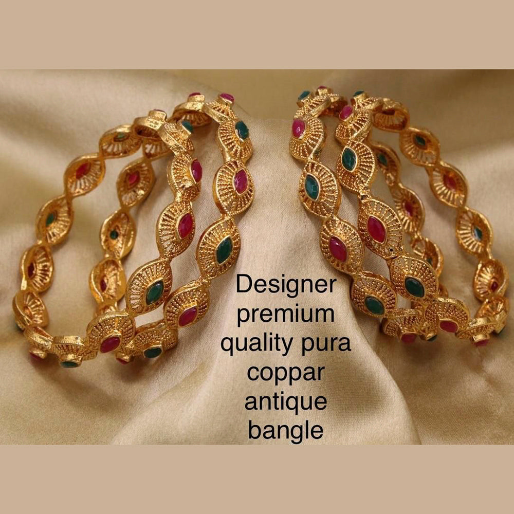 Pooja Bangles Copper Pota Stone Bangles Set