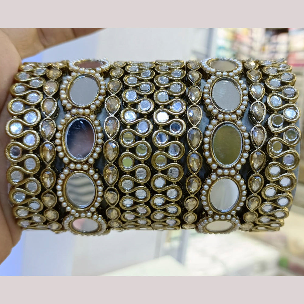 Pooja Bangles Oxidised Plated Mirror Work Bangles Set