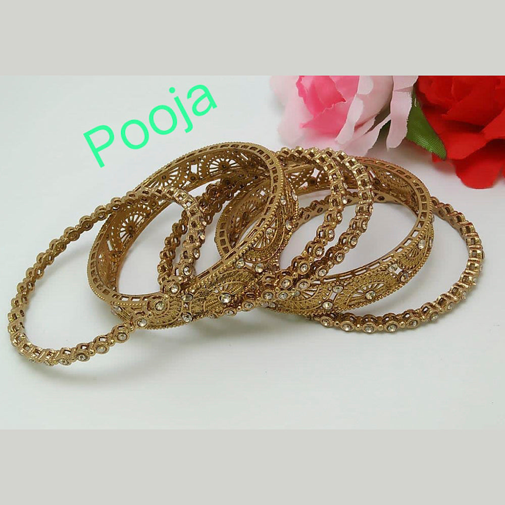 Pooja Bangles Gold Plated AD Stone Bangles Set
