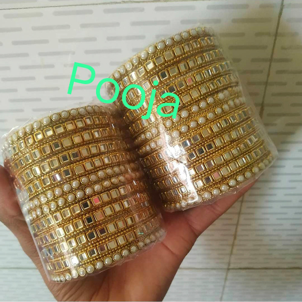 Pooja Bangles Gold Plated Mirror Work Bangles Set