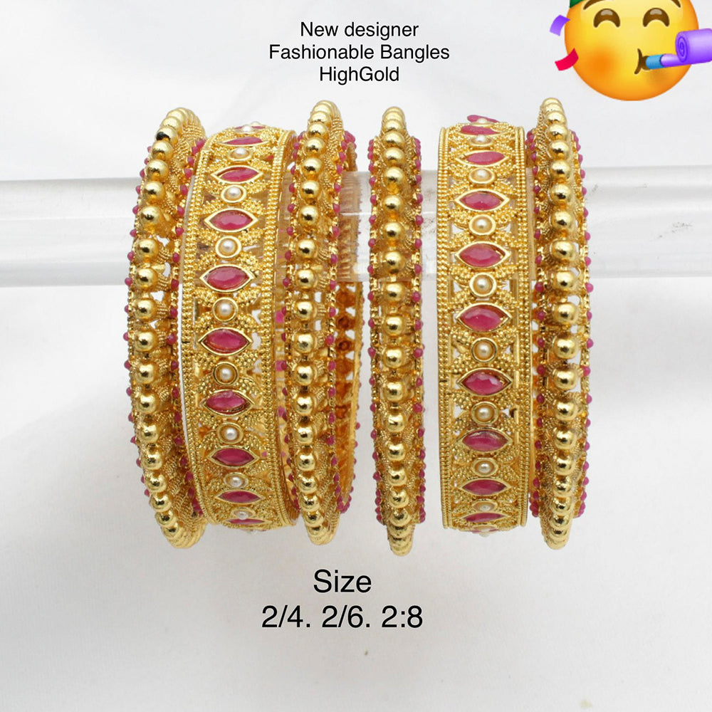 Pooja Bangles Gold Plated Pota Stone Bangles Set