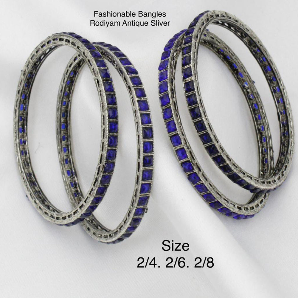 Pooja Bangles Silver Plated Pota Stone Bangles Set