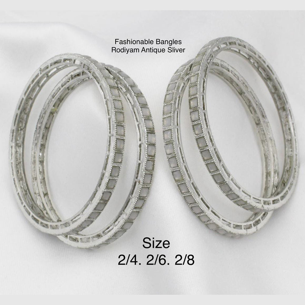 Pooja Bangles Silver Plated Pota Stone Bangles Set