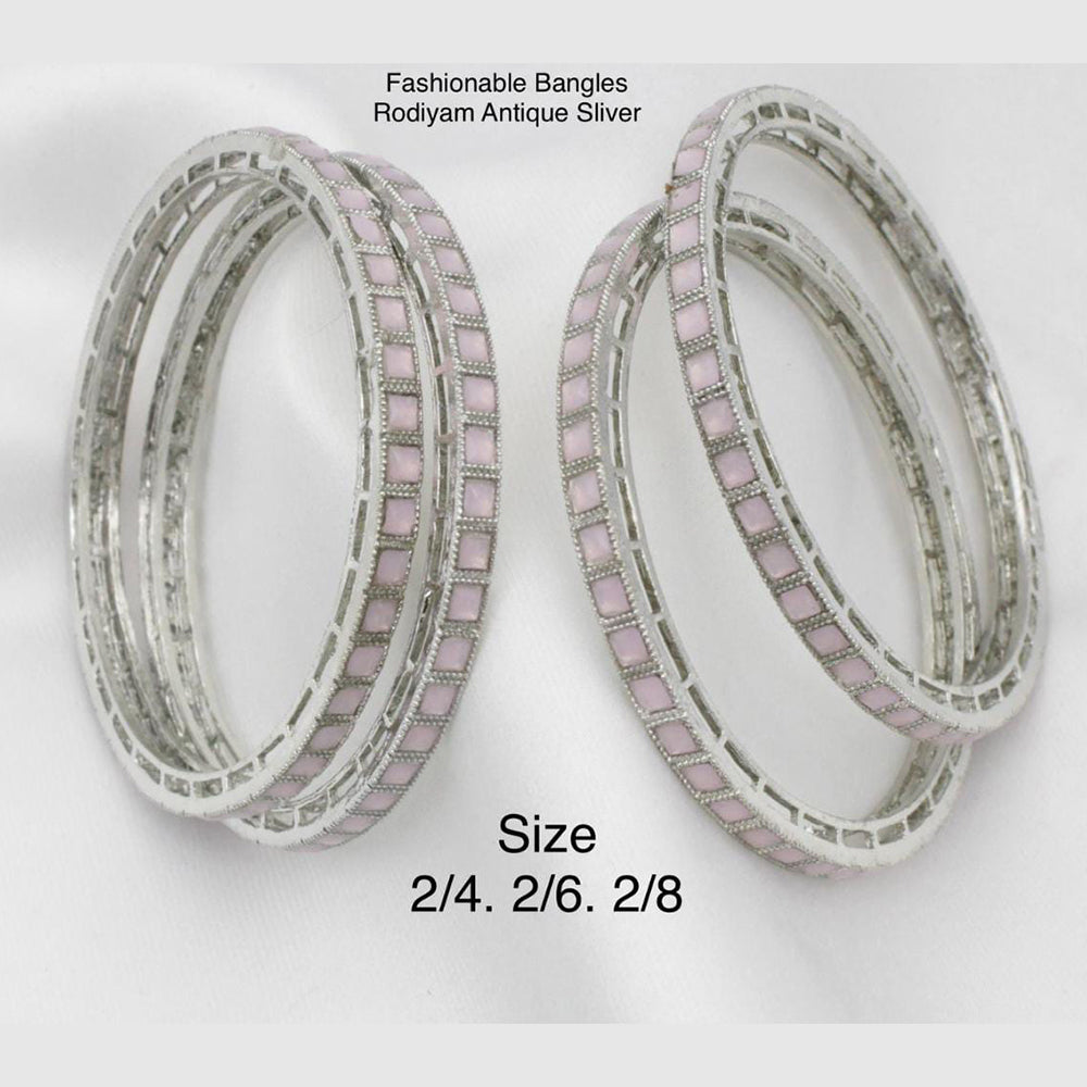 Pooja Bangles Silver Plated Pota Stone Bangles Set