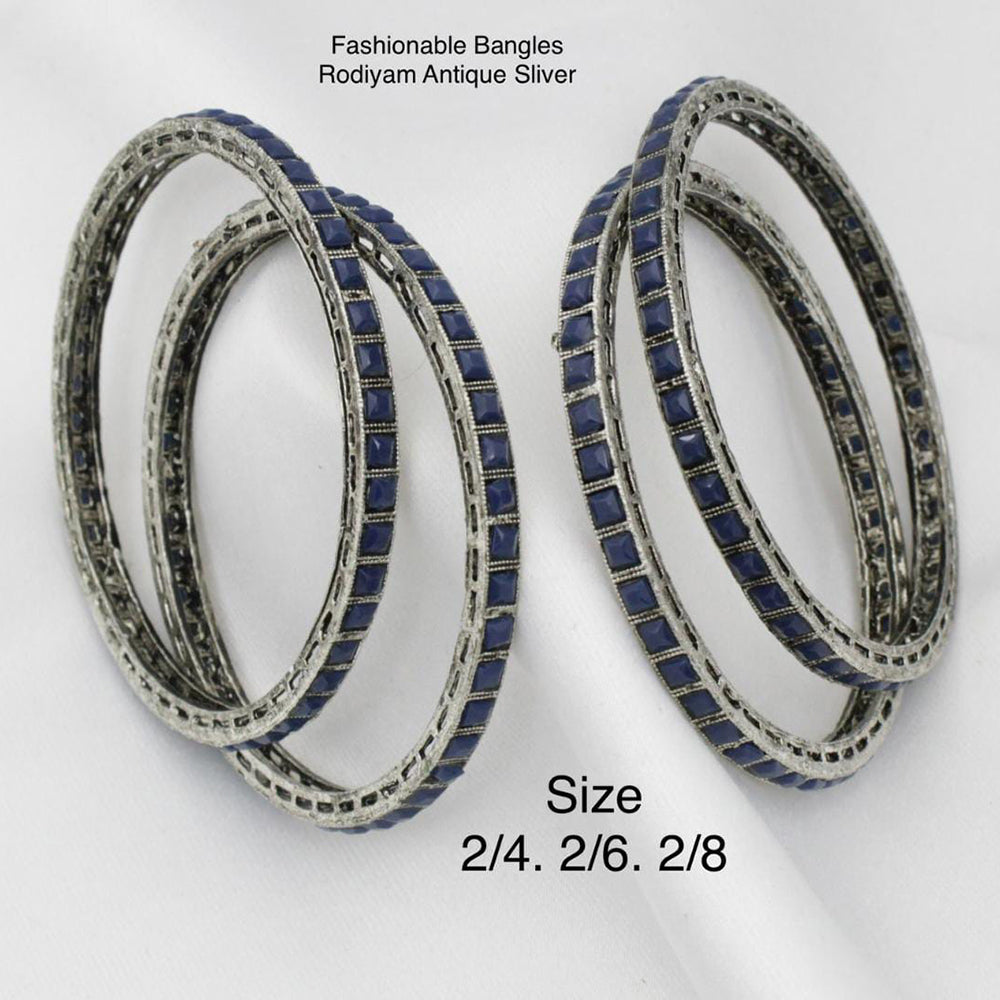 Pooja Bangles Silver Plated Pota Stone Bangles Set