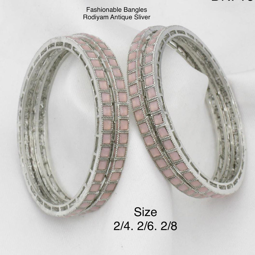 Pooja Bangles Silver Plated Pota Stone Bangles Set