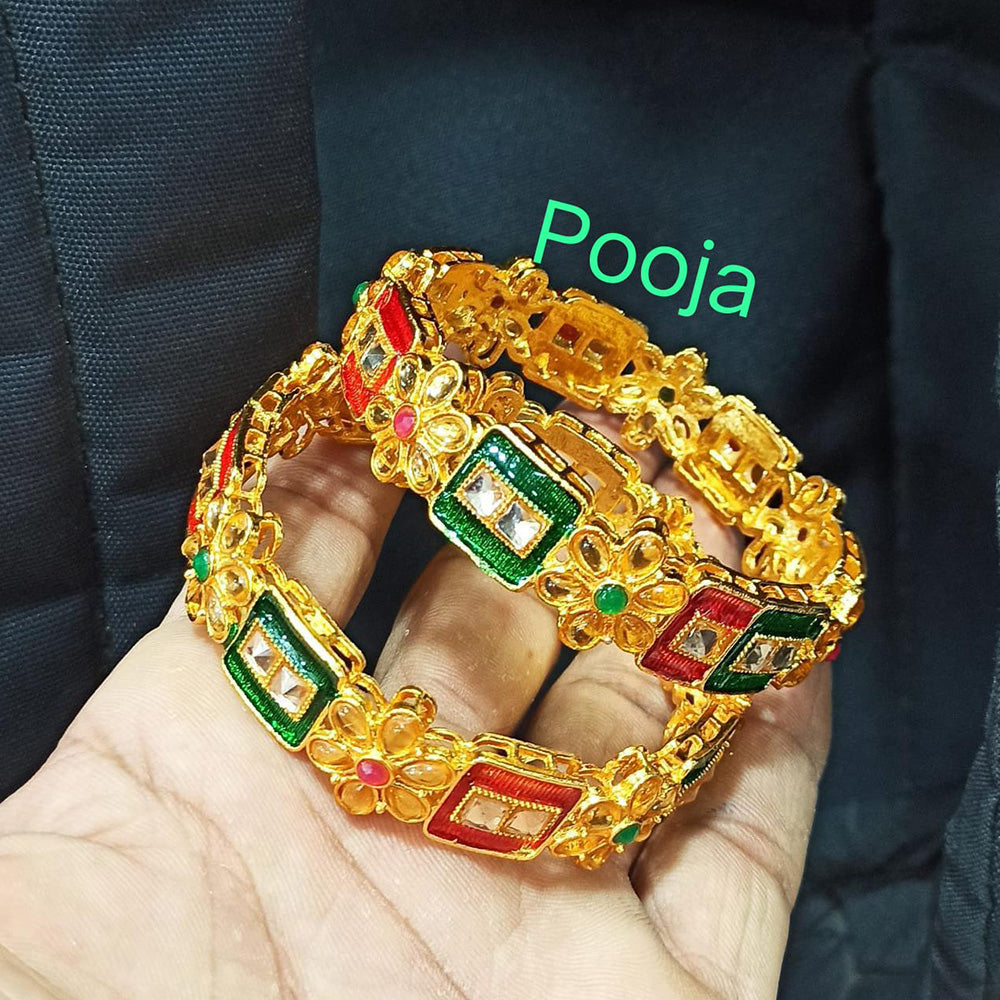 Pooja Bangles Gold Plated Meenakari Bangles Set