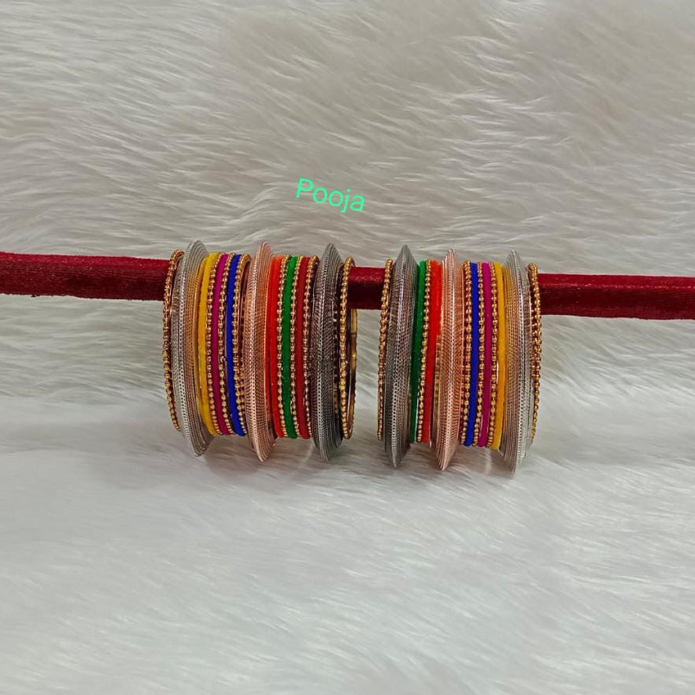 Pooja Bangles Mix Plated Thread Bangles Set