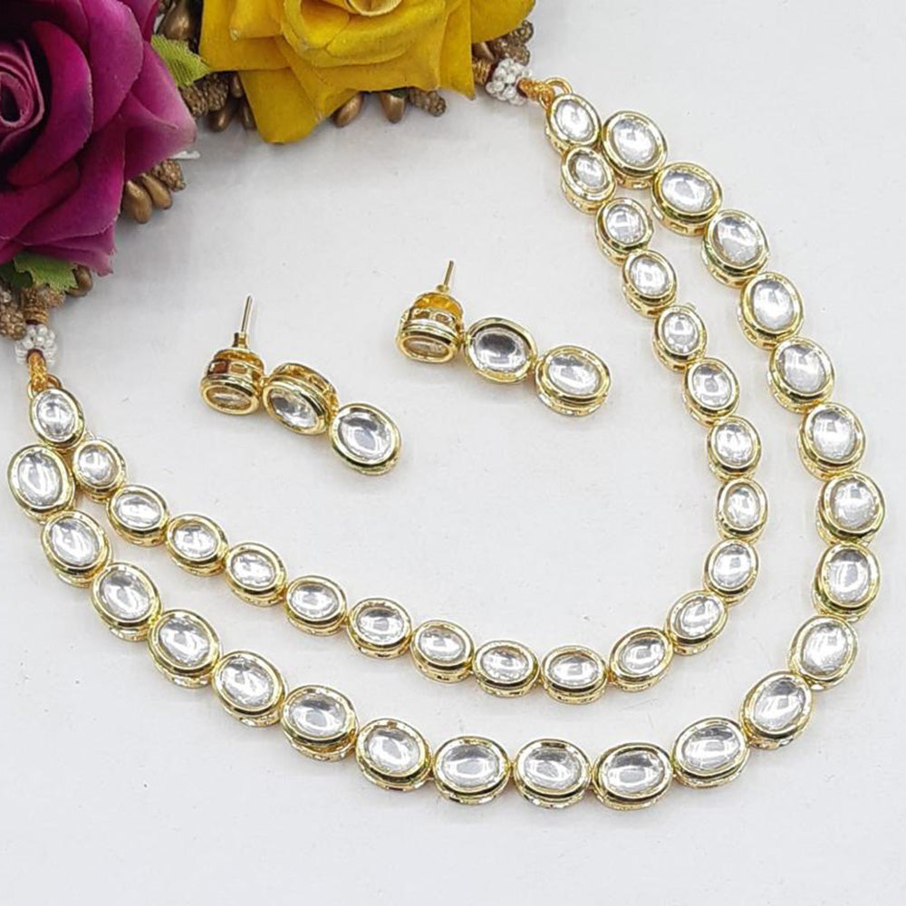 Pooja Bangles Gold Plated Kundan Stone Necklace Set