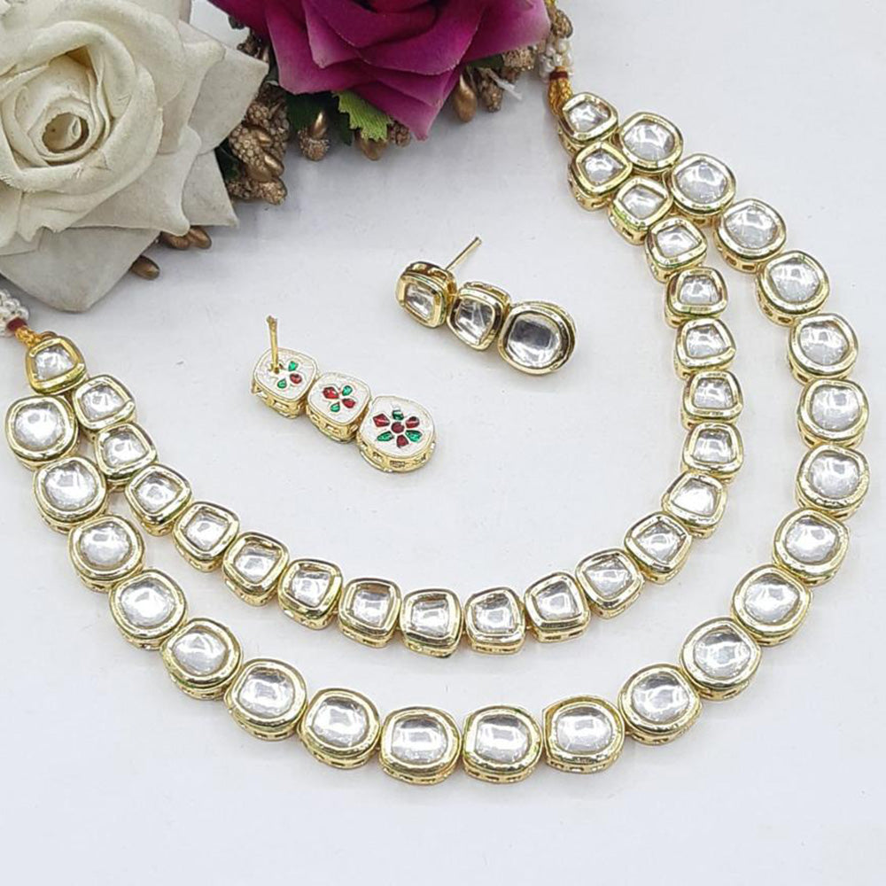 Pooja Bangles Gold Plated Kundan Stone Necklace Set