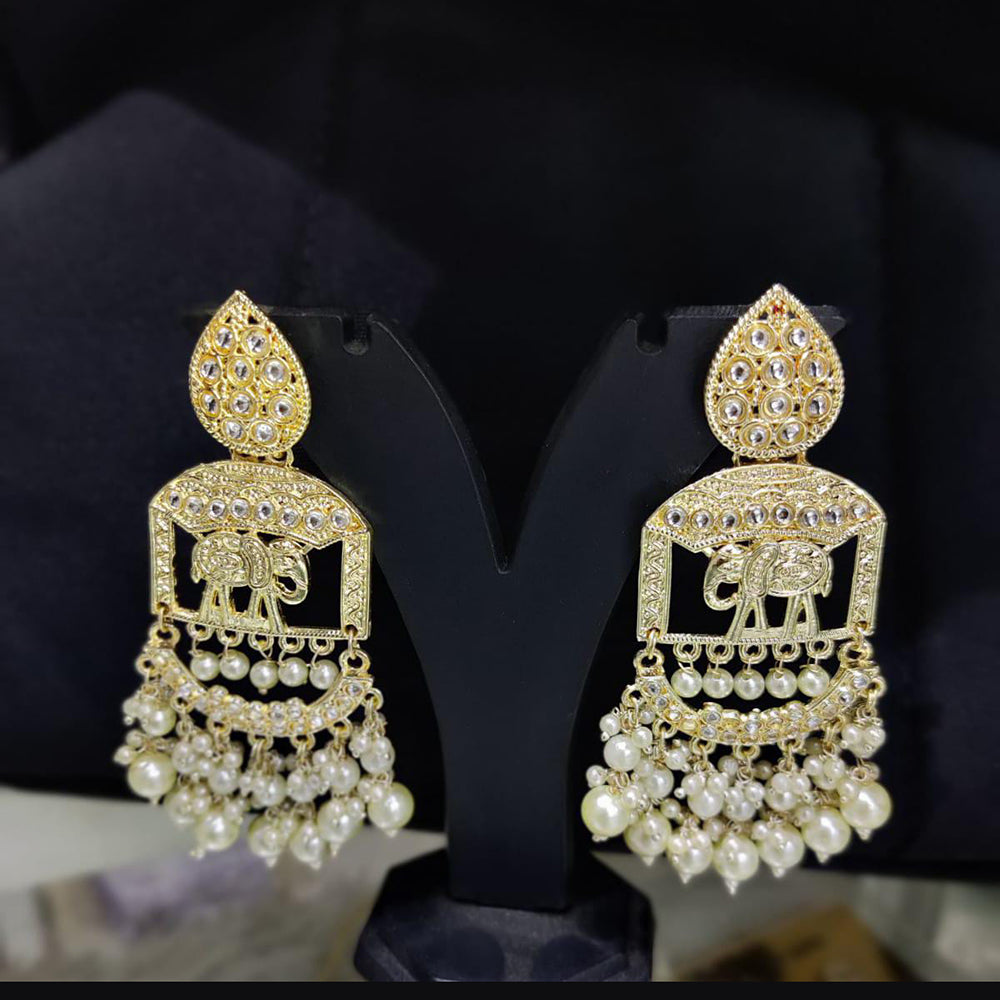 Pooja Bangles Gold Plated Kundan & Beads Dangler Earrings