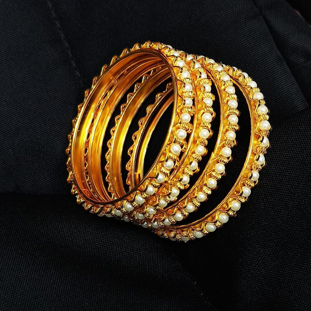 Pooja Bangles Gold Plated Pearl Bangles Set
