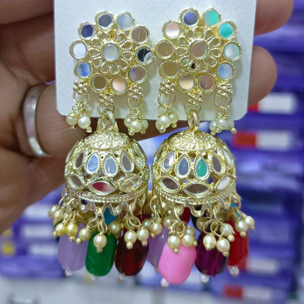 Pooja Bangles Gold Plated Mirror Jhumki Earrings
