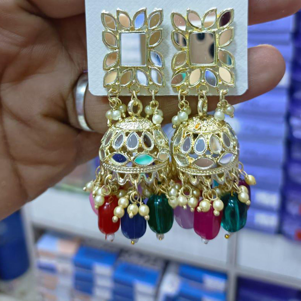 Pooja Bangles Gold Plated Mirror Jhumki Earrings