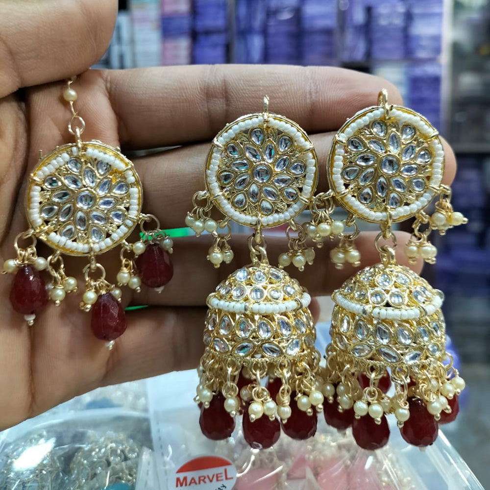 Pooja Bangles Gold Plated Jhumki Earrings With Maangtikka