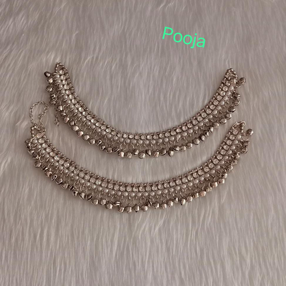 Pooja Bangles Silver Plated Pota Stone Payal